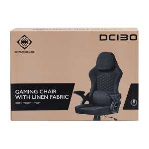 DC130-pelituoli mustana pehmeällä pellavakankaalla.