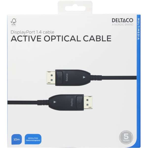 DisplayPort 1.4 -kaapeli, AOC, 8K@30Hz, 10m, musta