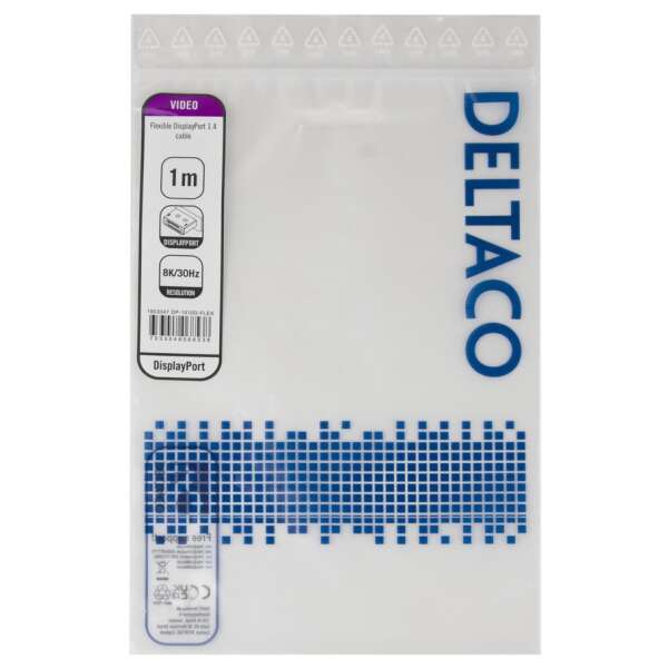 DisplayPort DP1.4 Flex -kaapeli, 1M, musta