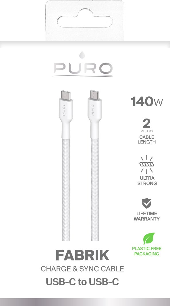 FABK4 USB-C USB-C, 2m 140W Valkoinen