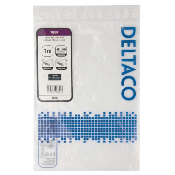 High-Speed Flex HDMI -kaapeli, 1M, lukolla, 4K UHD, musta