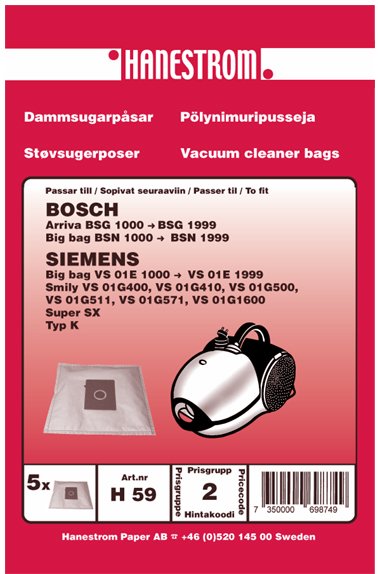 Imurointipussit BOSCH ARRIVA