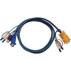 KVM-kaapeli SPHD15ma/2x3.5mm 1xUSB A ma/2x3.5mm ma/HD15ma 2m