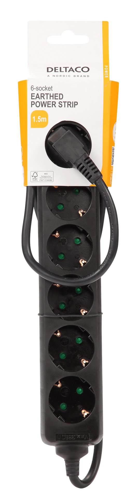 Maadoitettu jatkojohto 6x CEE 7/3 1x CEE 7/7 1