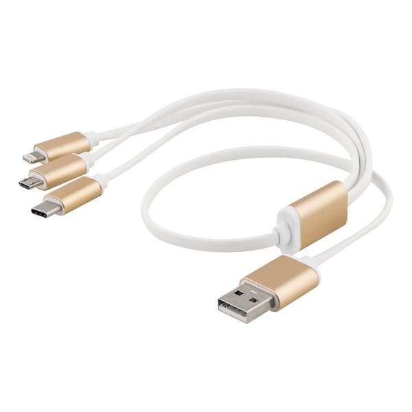 MultiCharger USBC Lightning Micro USB USBA 50cm valkoinen