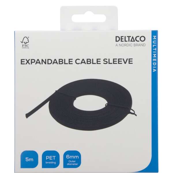 Nylonverkkokaapelin putki halkaisija 6,0 mm, 5 m, musta