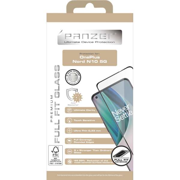OnePlus Nord N10 5G, täysin sopiva lasi, musta