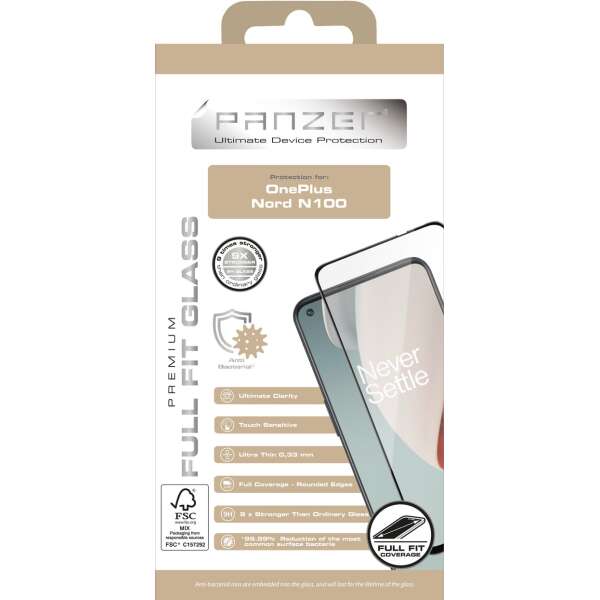 OnePlus Nord N100, täysin sopiva lasi, musta