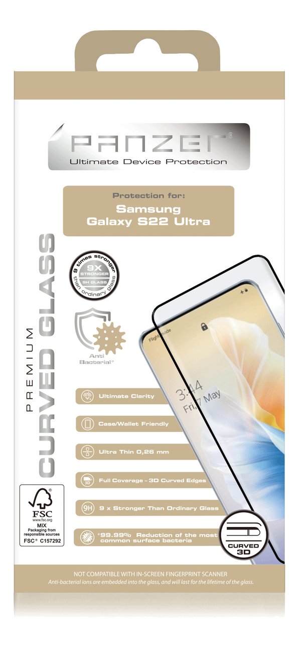 Samsung Galaxy S22 Ultra -puhelimen kaareva lasi