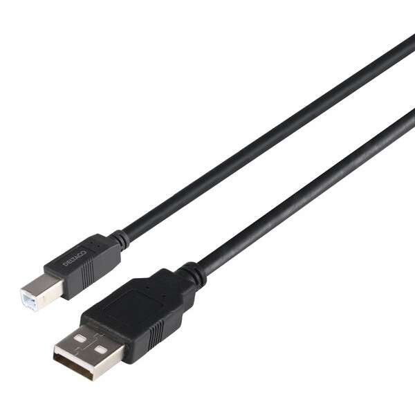 USB 2.0-kaapeli tyyppi A - tyyppi B, 3m, musta